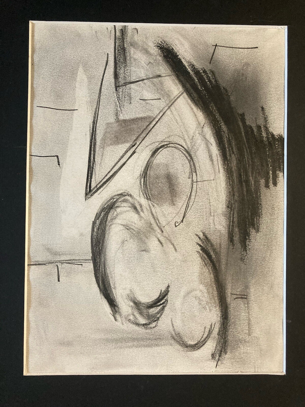 Beautiful Drawing 1980 Abstract Charcoal on Paper Abstraction Constructivism Art