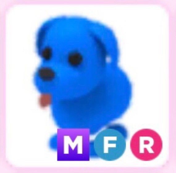 Roblox Adopt Me! Blue Dog Mega Neon Fly Ride Virtual Pet MFR Adopt Me! Game