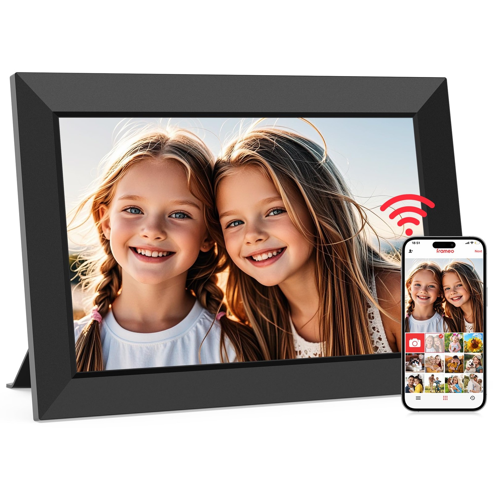 Frameo 10.1 Inch WiFi Digital Picture Frame, Smart Cloud Electronic Photo Fra...