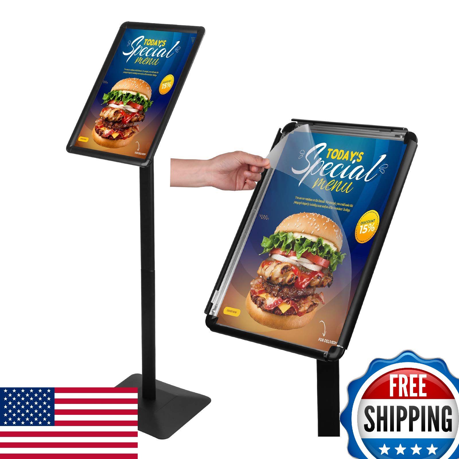 JUNJIAO 8.5x11 Heavy Duty Sign Stand Floor Display Holder Poster Frame Black