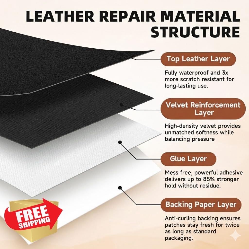 HUISHCHILI Black Leather Tape, Self-Adhesive Repair Patch, 3.15x59in