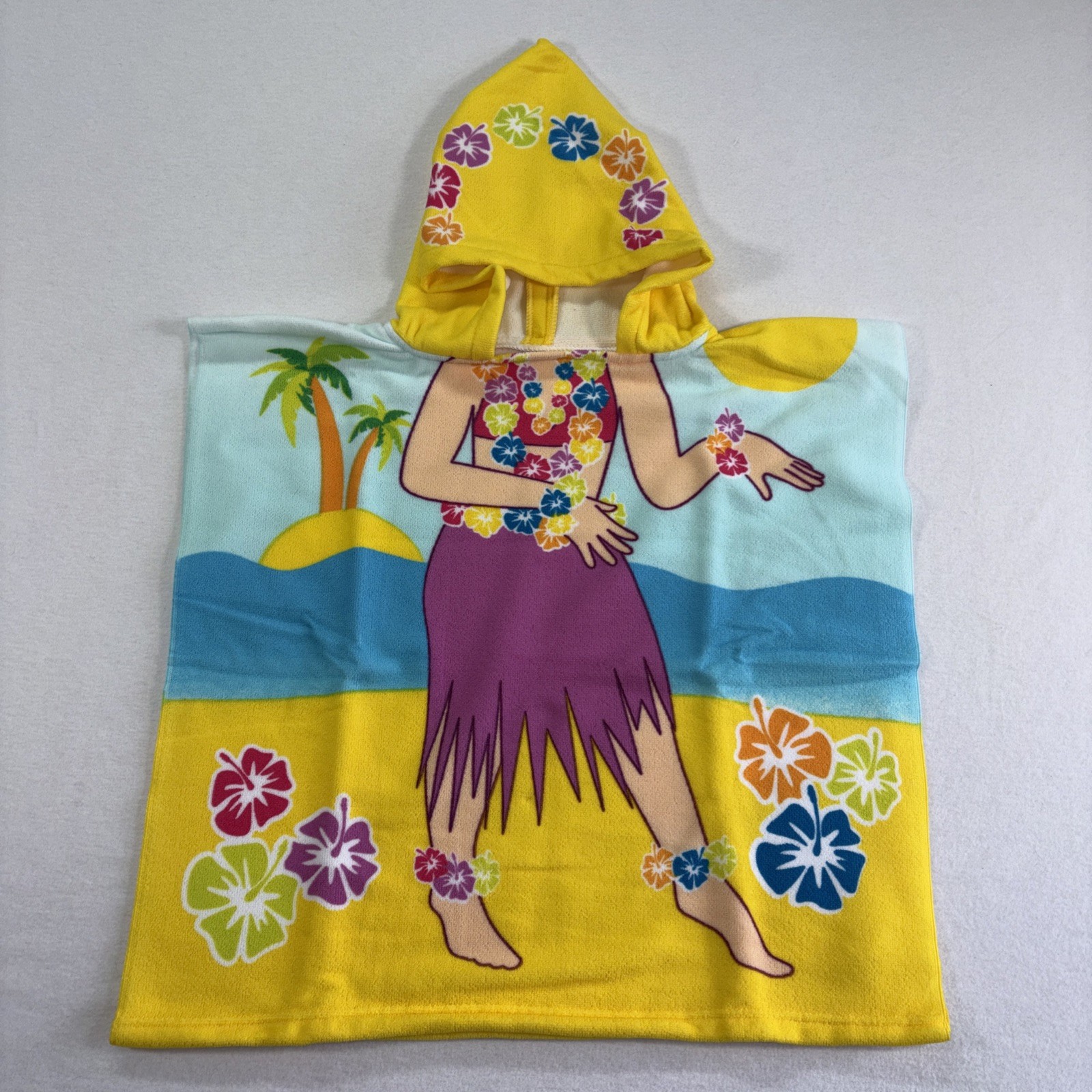 Kids Girls 100% Polyester Hooded Towel Beach Towel Hawaii Hula T8