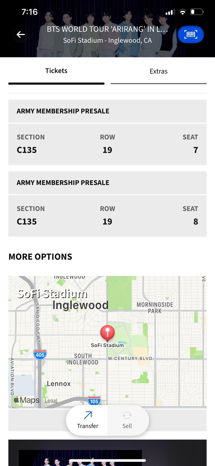 2 TICKETS - BTS World Tour - Wed  Sep. 2 2026 8:00 PM Inglewood CA(100s Section)