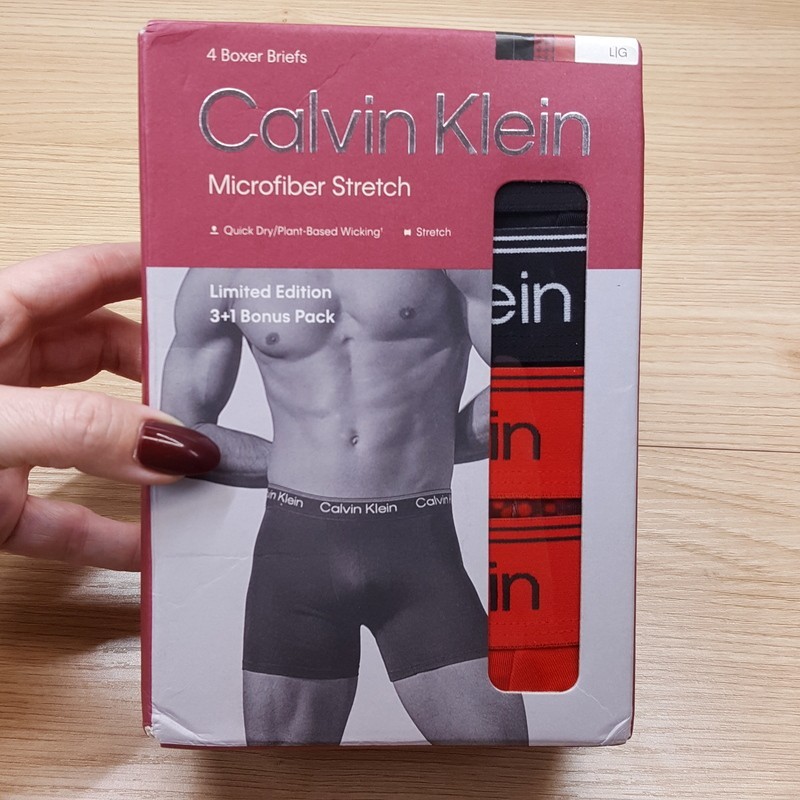CALVIN KLEIN Boxer Brief Mens Large Red Black 4-Pack Microfiber Stretch Wicking