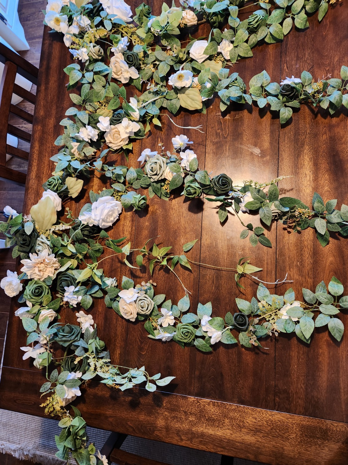 Artificial Rose Garland Wedding Door Decoration White Green Flowers