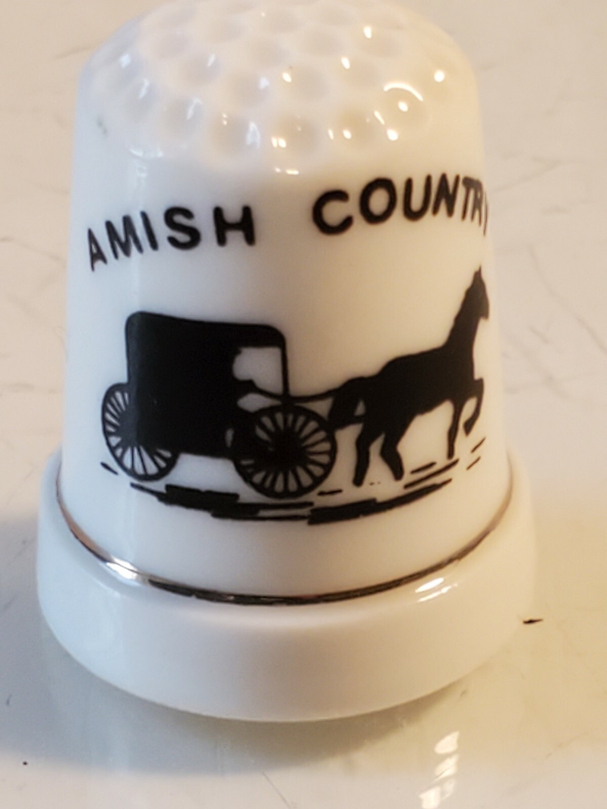 Vintage Amish Country Porcelain Thimble box1