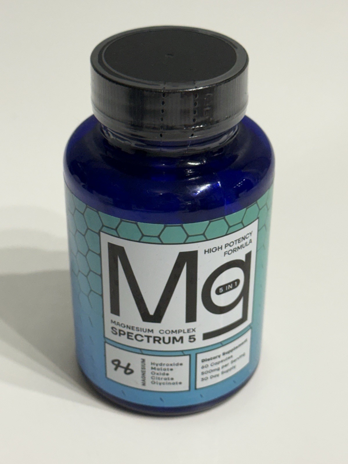 Spectrum 5 Magnesium Complex 500mg 5-in-1 Glycinate Citrate Malate 72 Minerals