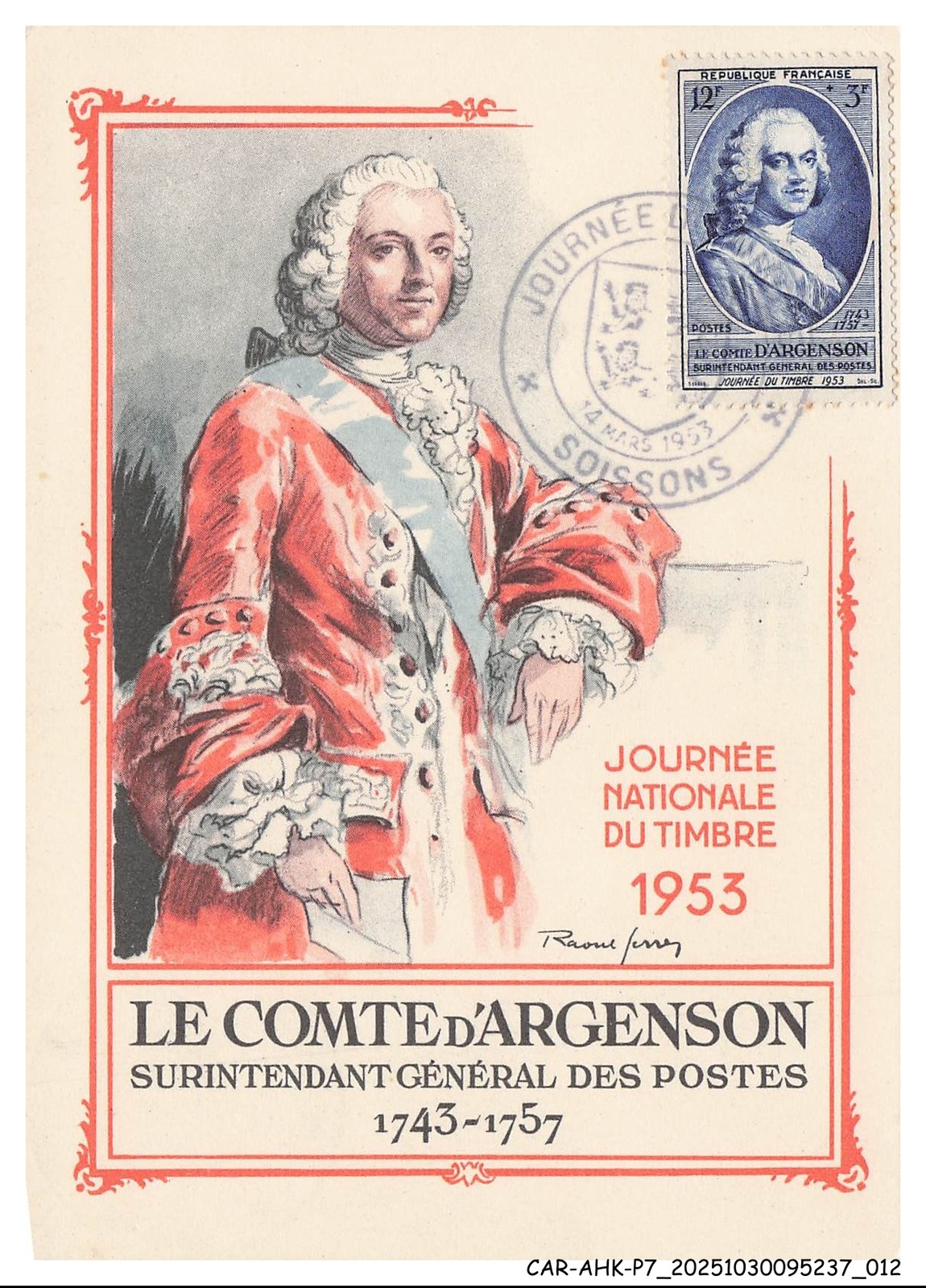 CAR-AHKP7-0352-MAXIMUM CARDS - SOISSONS - The Count Of Argençon - Seal - 1953