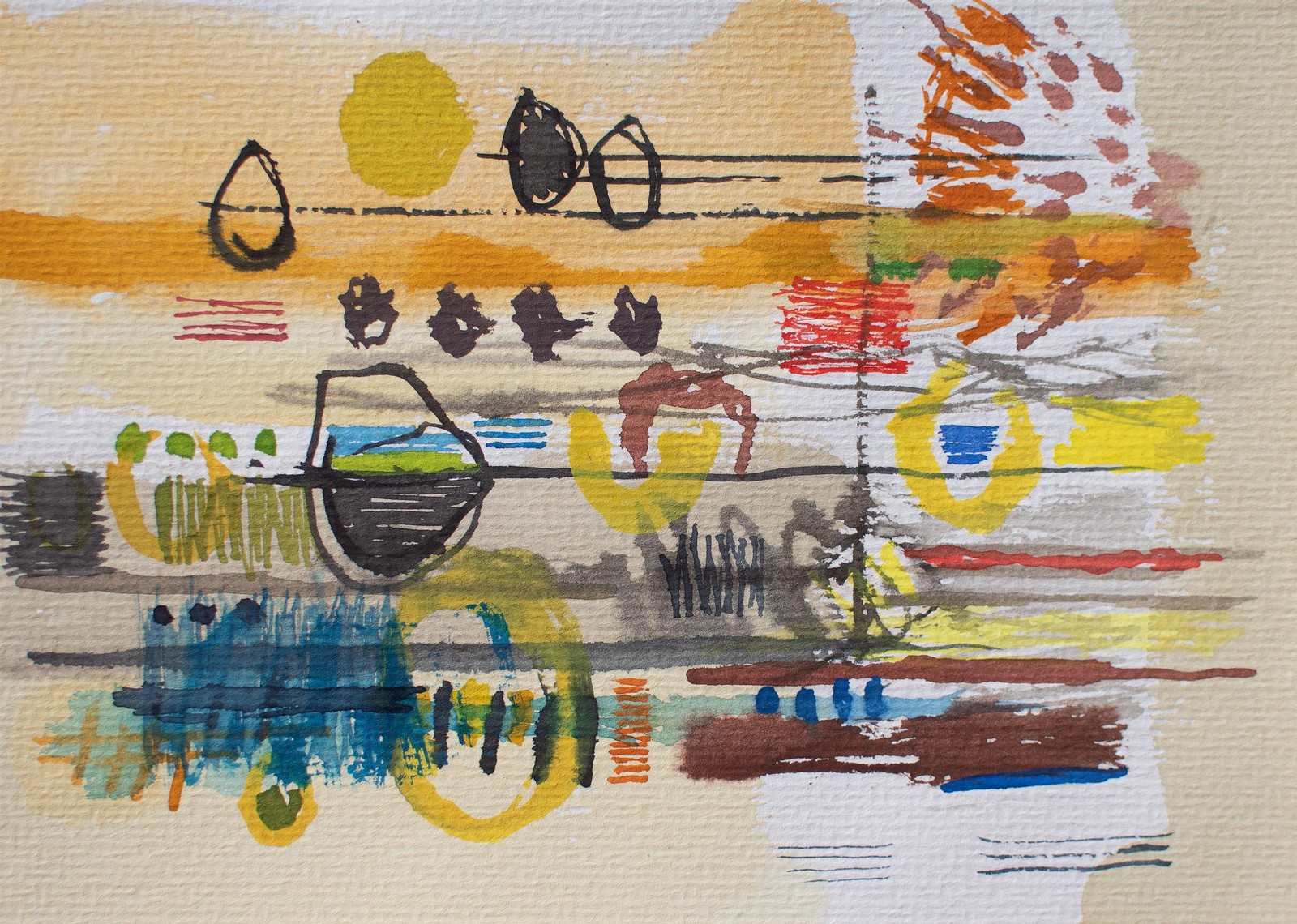 Ursula von Seemen Contemporary Abstract Composition Unique Watercolour 1980s