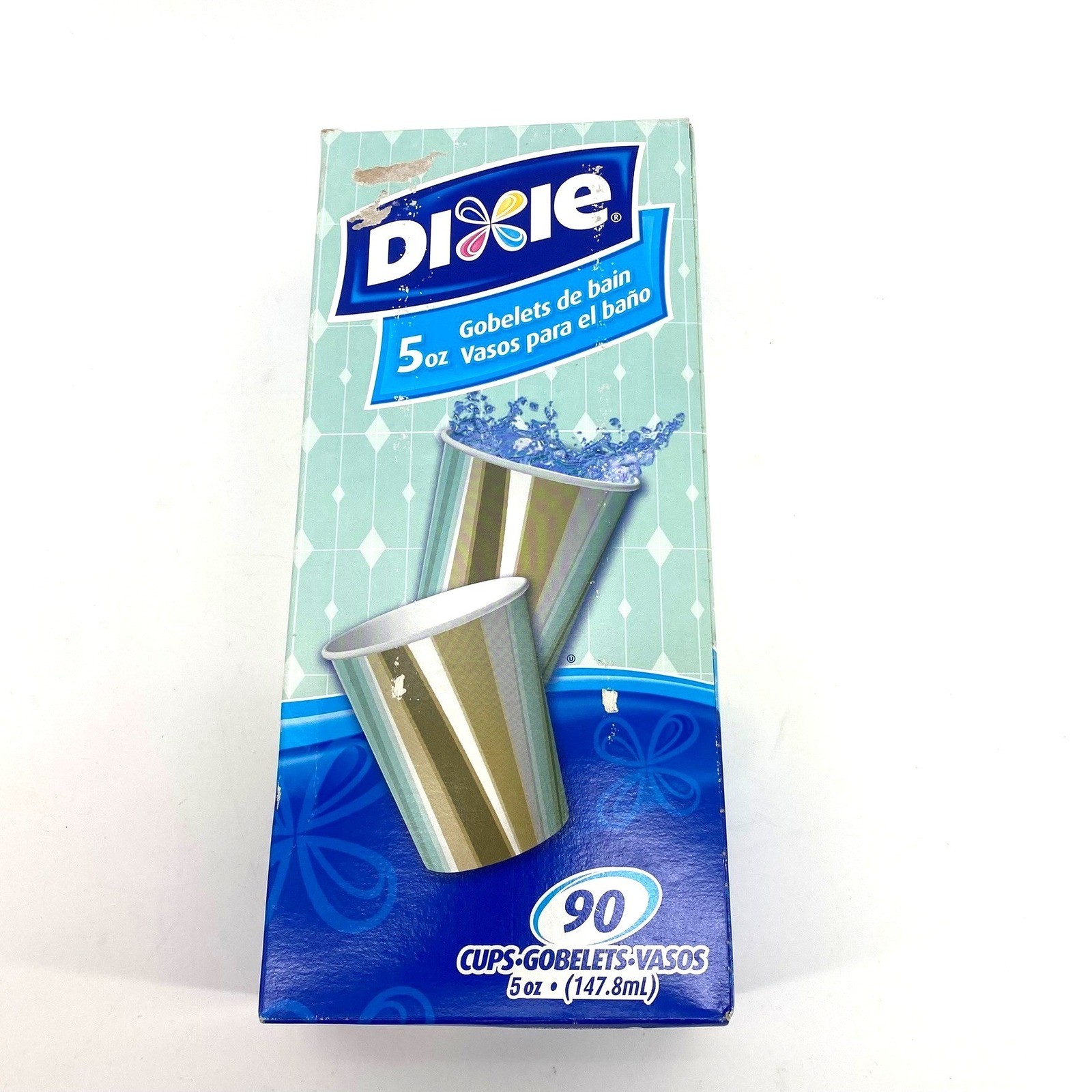 Dixie 5oz Disposable Bath Paper Cups 90 Count Mid Century Blue Brown Stripes