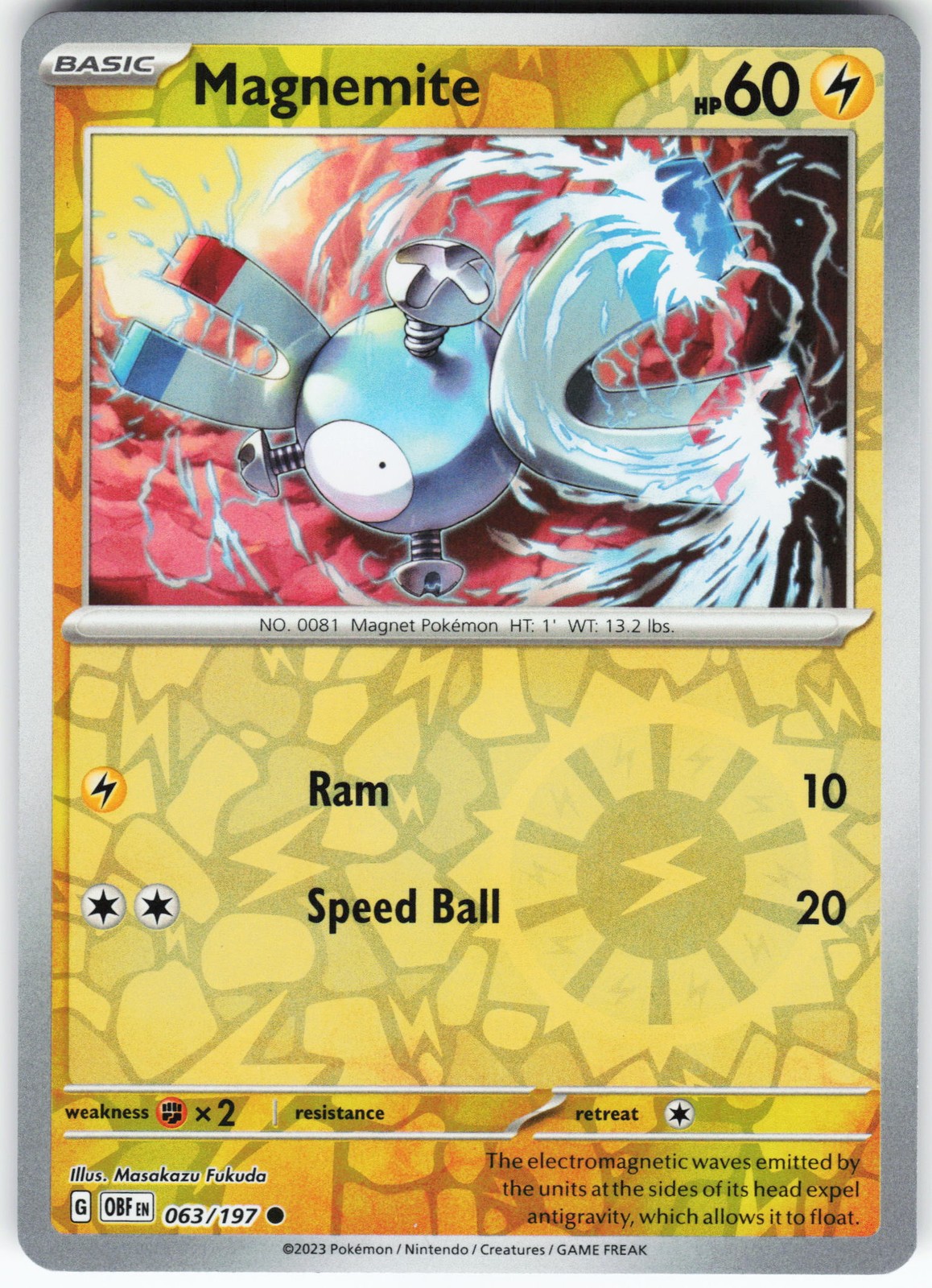 Magnemite 063/197 Pokemon SV03: Obsidian Flames Reverse Holo Common NM/LP