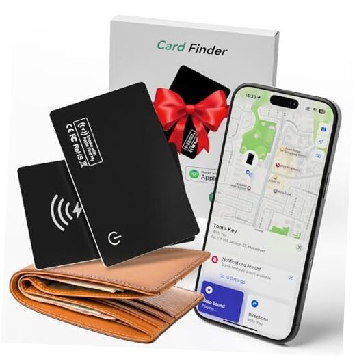 2026 Apple MFi Certified Air Card Tag Wallet Tracker Card - Black tracker card