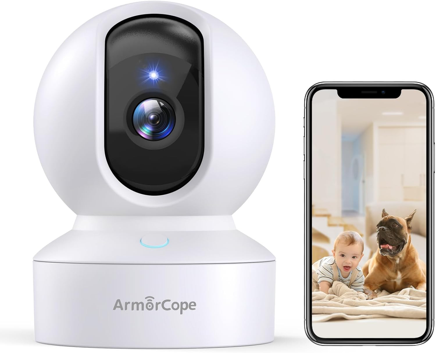 Pet Camera, 2K HD Dog Camera with Phone APP, 360° Pan/Tilt View Puppy Cam, One C