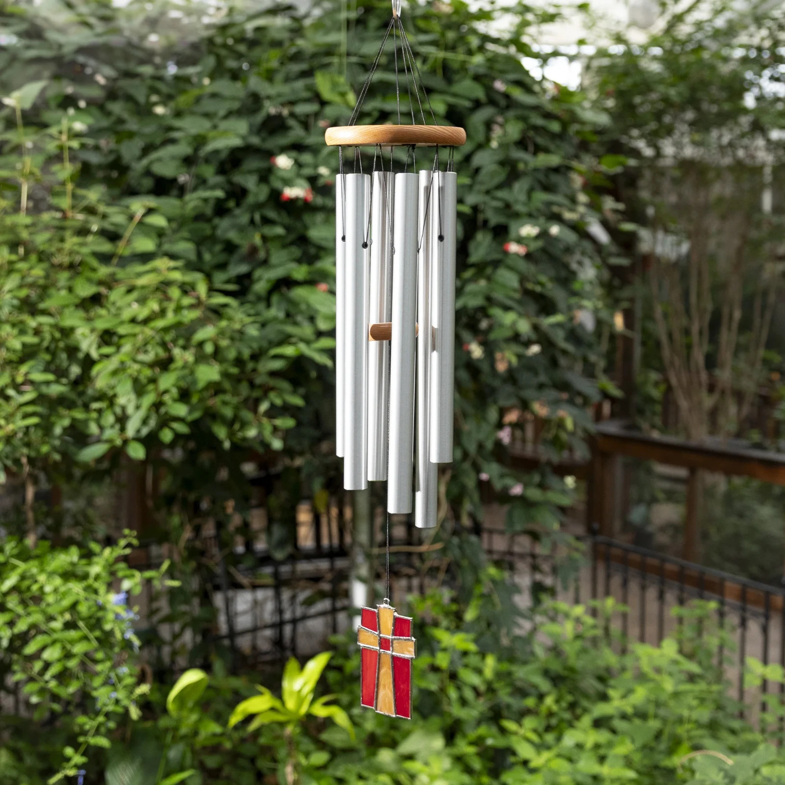 Woodstock AMAZING GRACE WIND CHIME w/Stained Glass Windcatcher, 28" Length   #dm