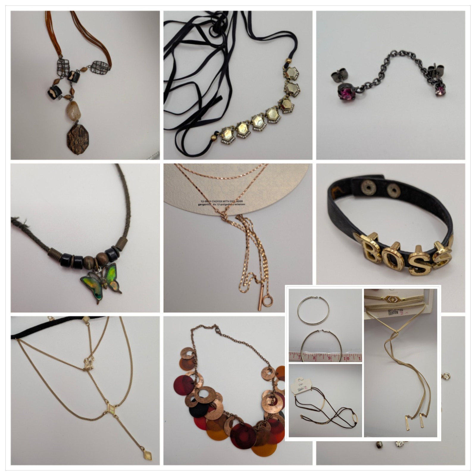 Vtg Y2K Chunky Statement Mixed Costume Jewelry Lot Boho Goth Estate Junk Drawer