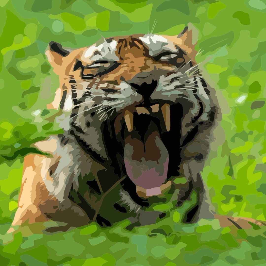 Roaring Tiger Oil Painting Poster 
