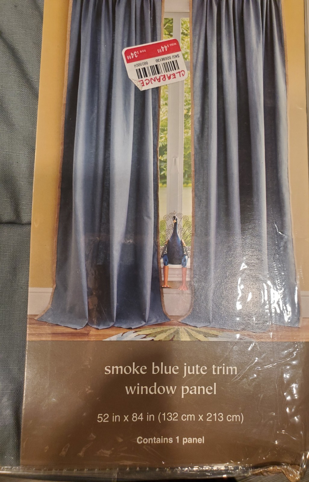 Two Pier 1 Imports Smoke Blue Jute Trim Window Panels 52 x 84 in (132 x 213 cm)