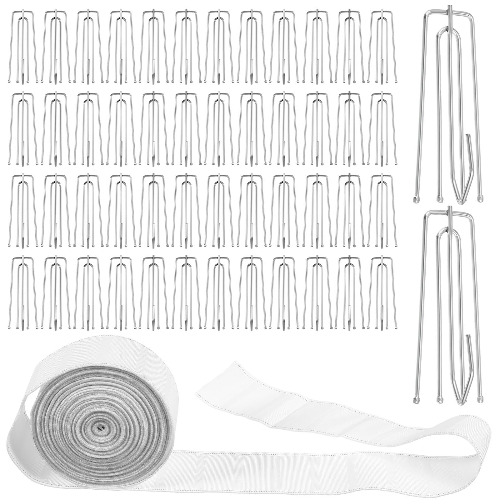 Curtain Pleat Tape, 12 Meters 13 Yards Curtains Tapes with 50 Stainless Steel...