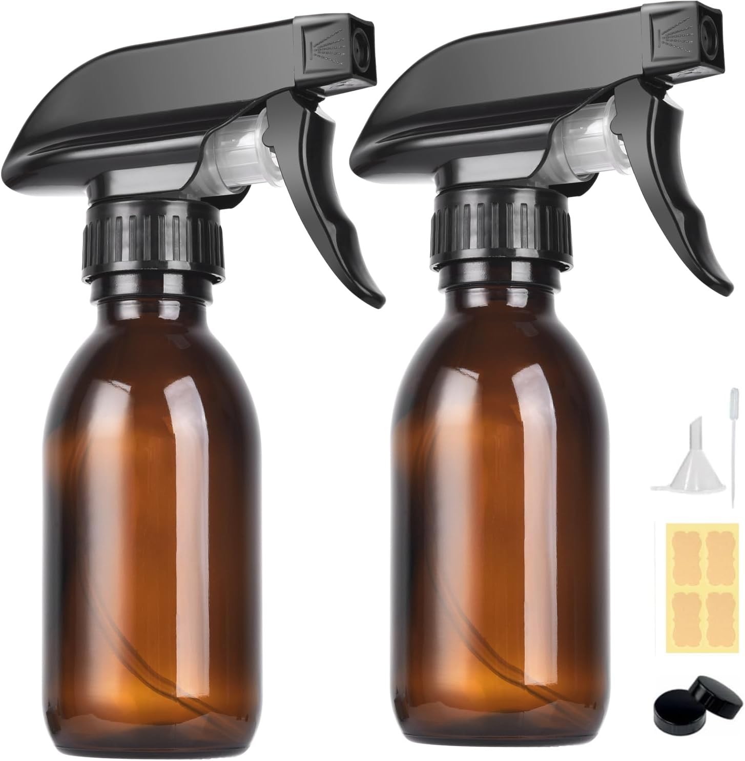 4 oz Amber Glass Spray Bottles - 2 Pack Empty Refillable for Cleaning Solutions