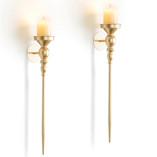 Candle Sconces Wall Decor: Vintage Metal Art Decoration Wall Candle 24.4in Gold