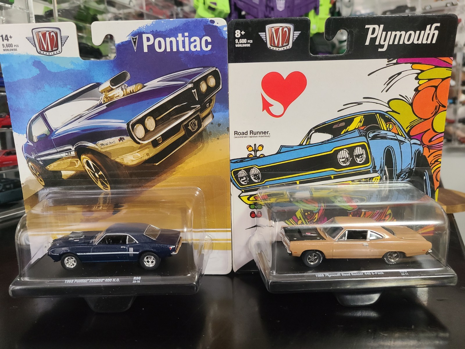 M2 Machines 1968 Pontiac Firebird 400 H.O. & 1969 Plymouth Road Runner 440, 1/64