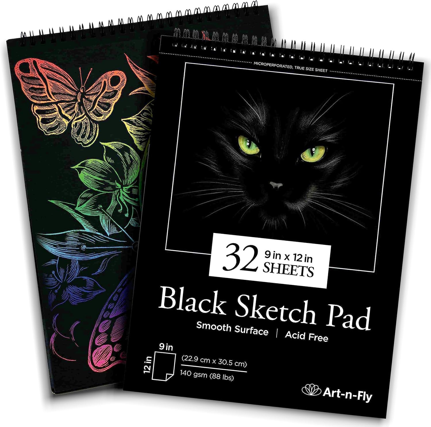 A4 Drawing Book with Black Pages, Bright Black Perforated Paper Spiral Bound - 3