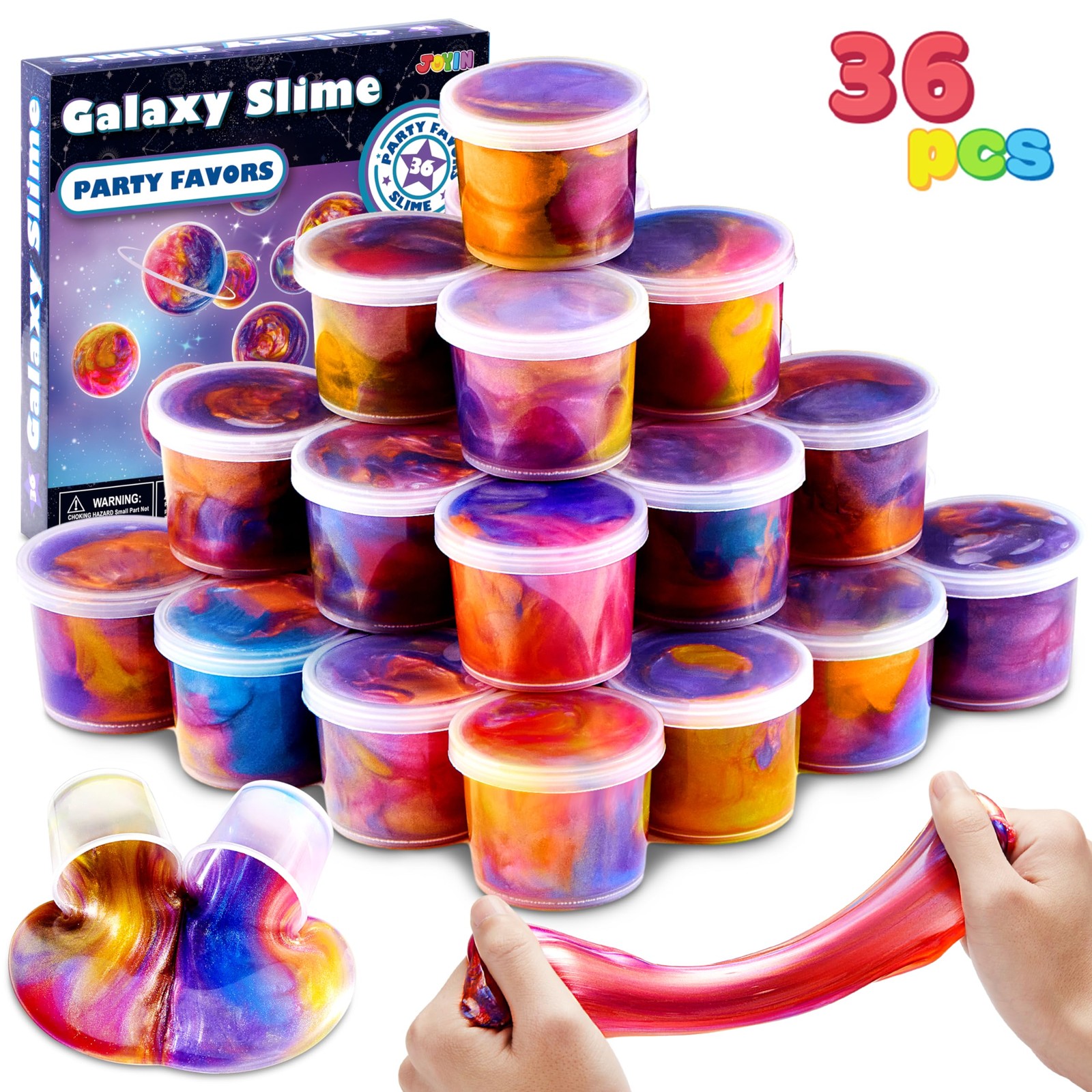 JOYIN Slime Party Favors, 36 Pack Galaxy Cup - Stretchy, Small, 