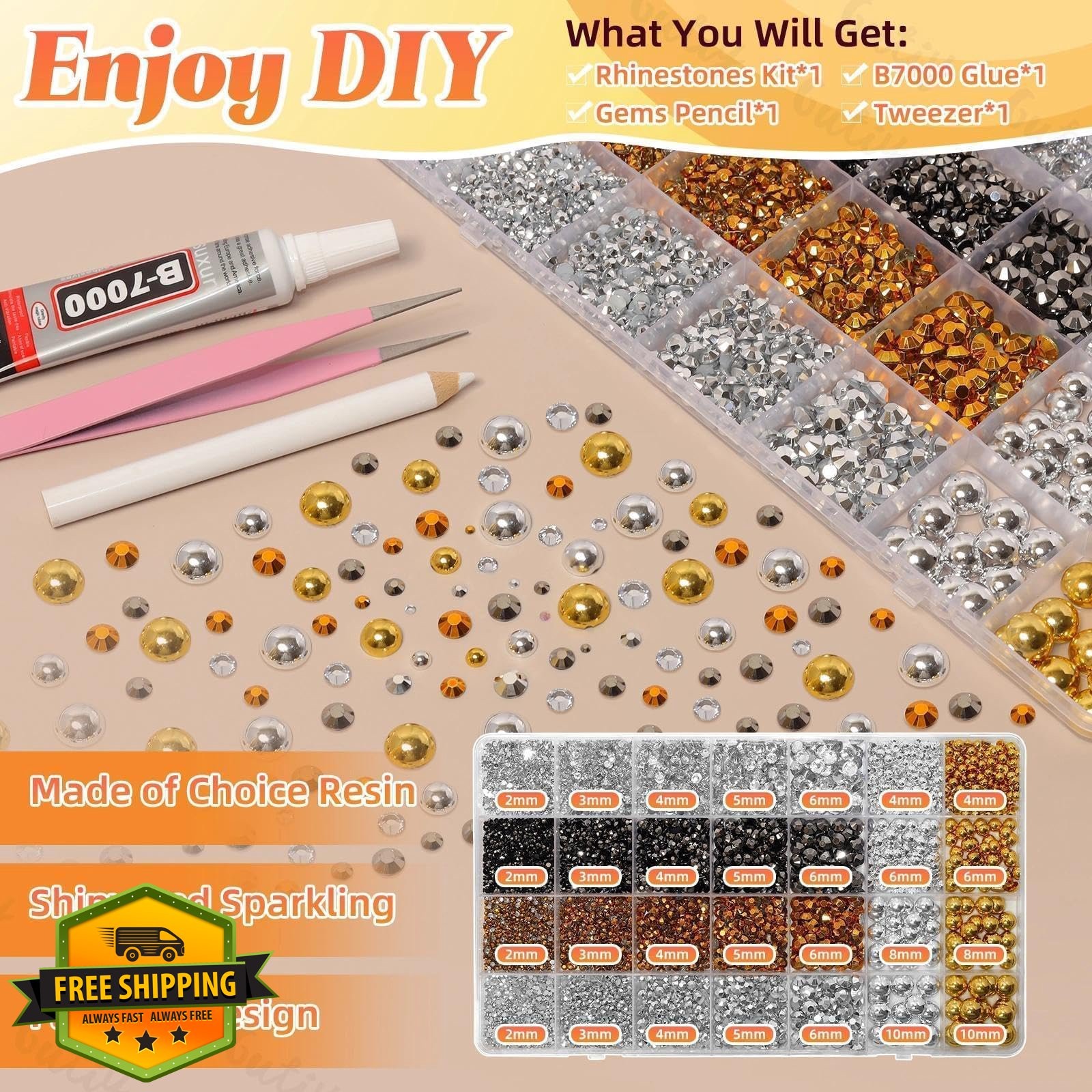 Mixed Rhinestones Pearls 14000pc Flatback Gems for Crafting Bedazzling