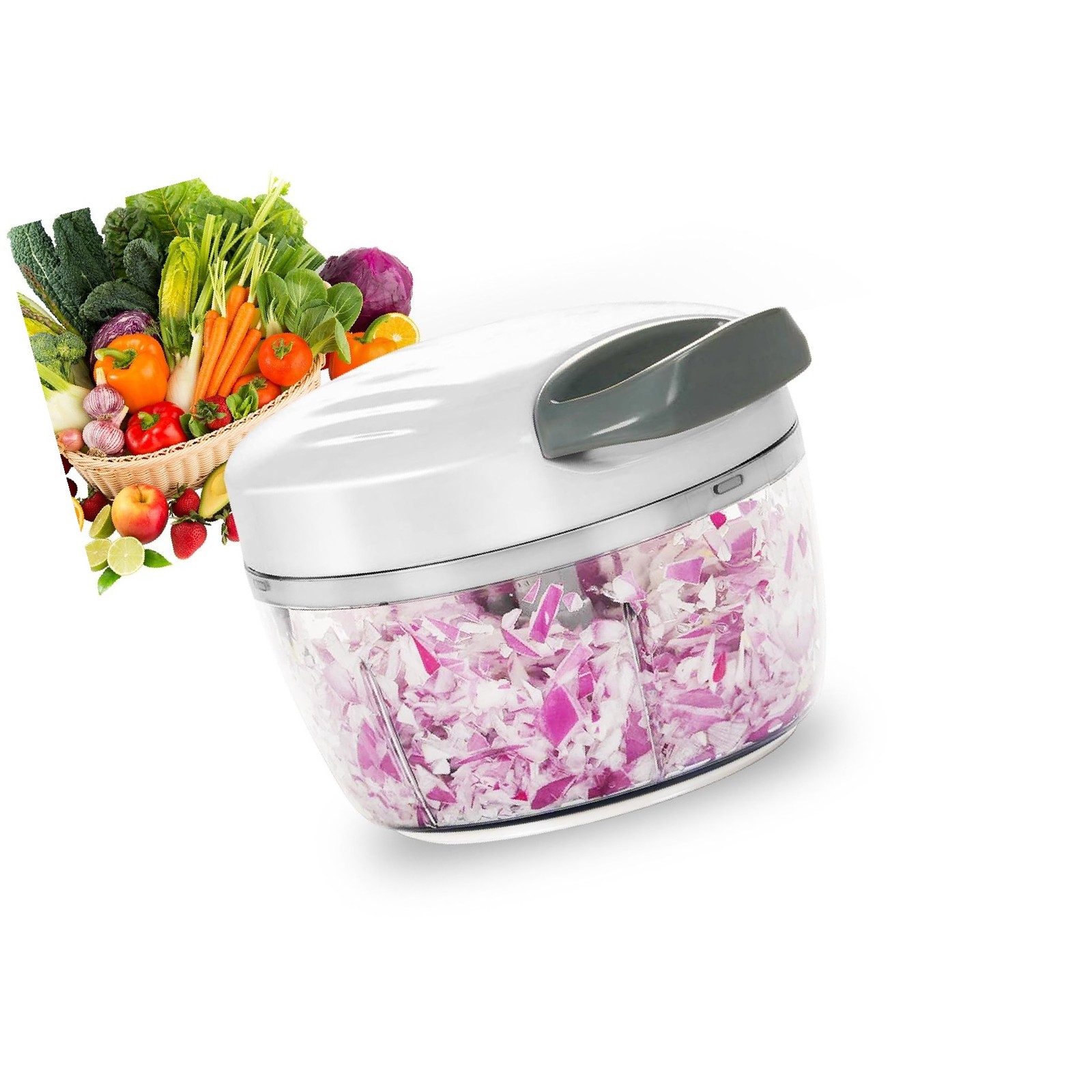 Manual Food Processor Vegetable Chopper 2.3 Cup Small Mini Hand Pull String O...