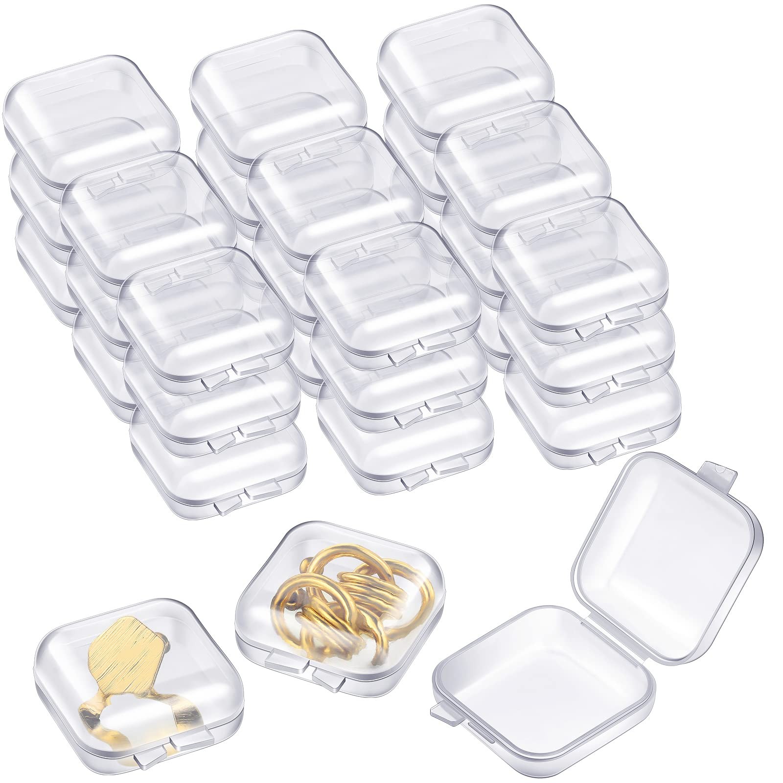 100 Pack Mini Clear Plastic Jewelry Box Earring Organizers Small Storage Cont...