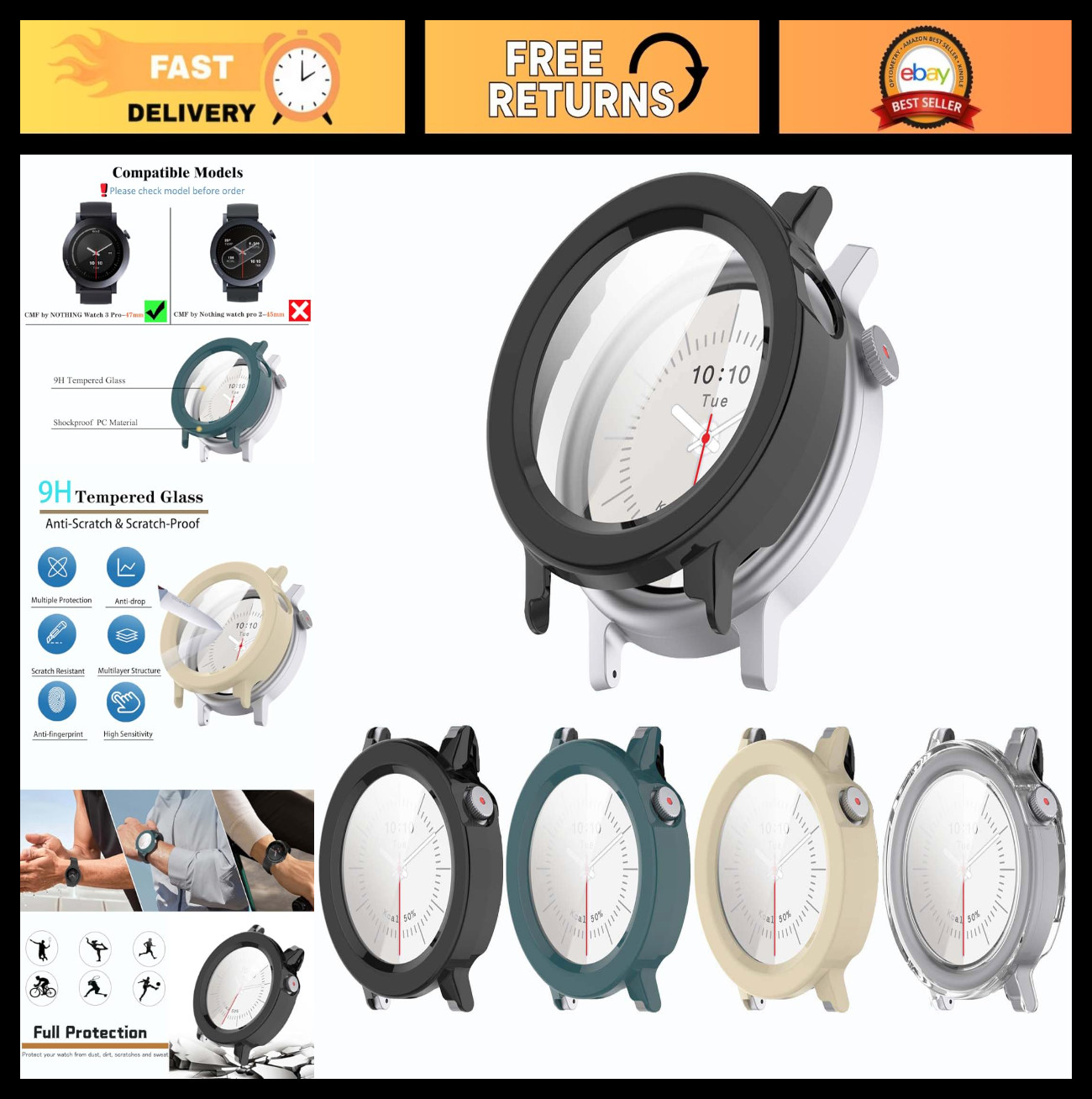 4 Pack Ultra-Thin Scratch Resistant Screen Protector Case for Smart Watch - Comp