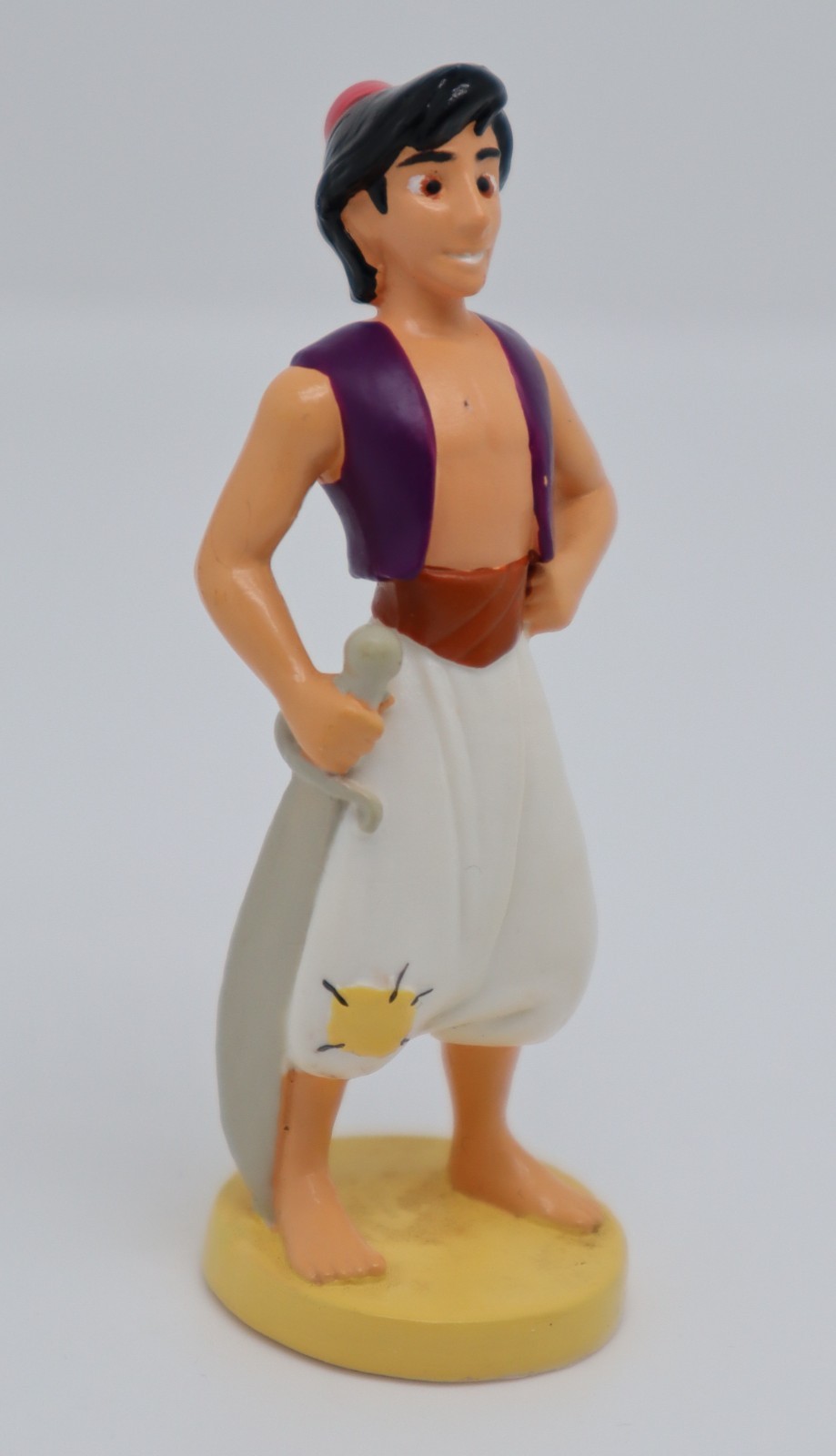 Vintage 90s DISNEY ALADDIN w/sword PVC Plastic 3" Figure Mini Toy Cake Topper
