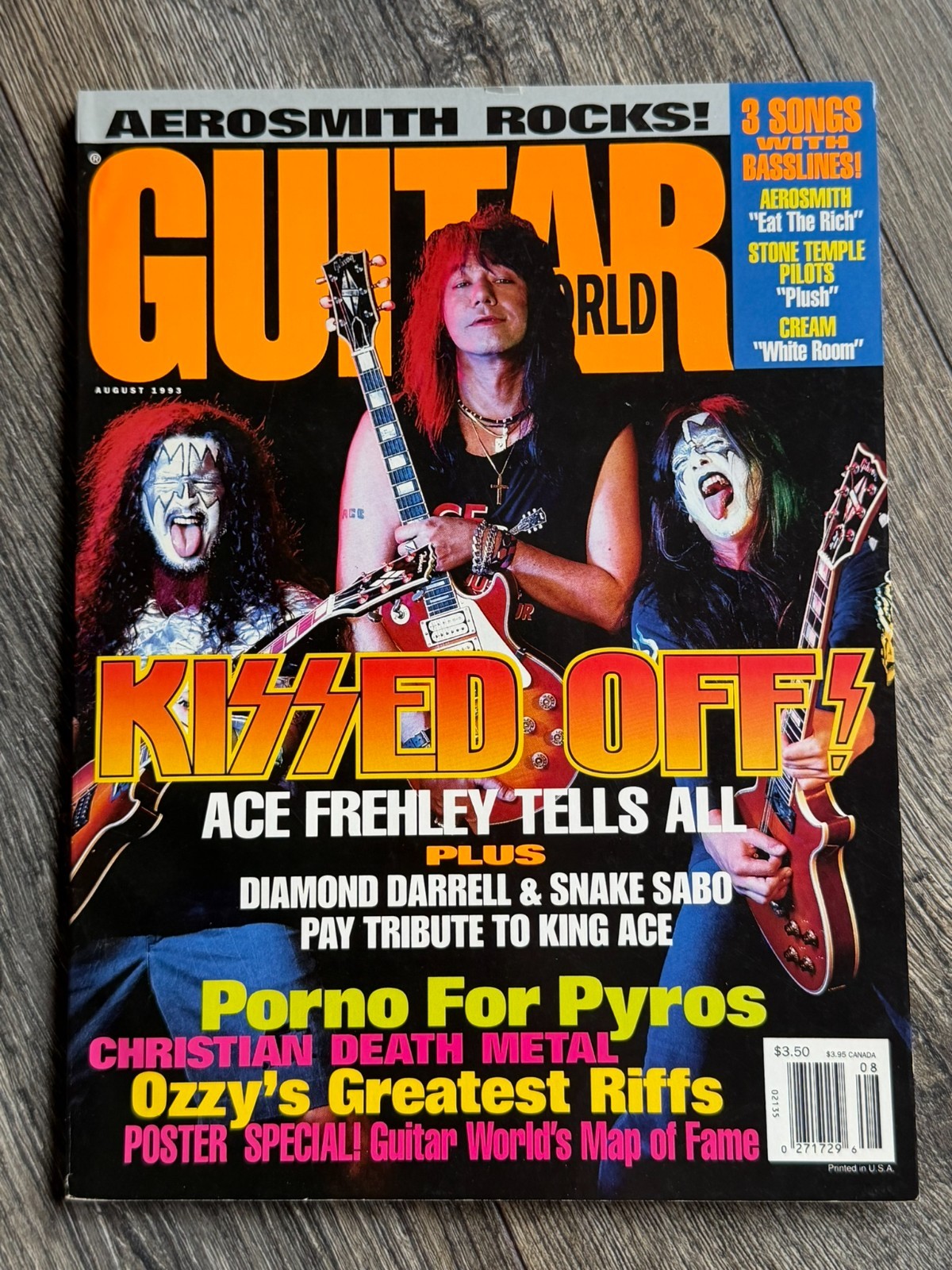 KISS Magazine Guitar World Aug 1993 Ace Frehley Poster Vintage Kiss Memorabilia