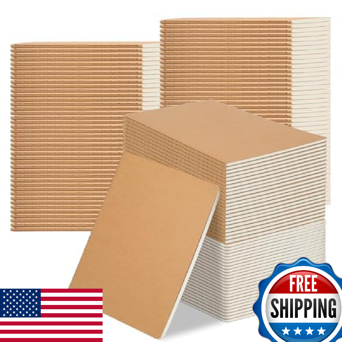 100-Pack Small Kraft Blank Notebooks Unlined Mini A6 Journals Bulk School
