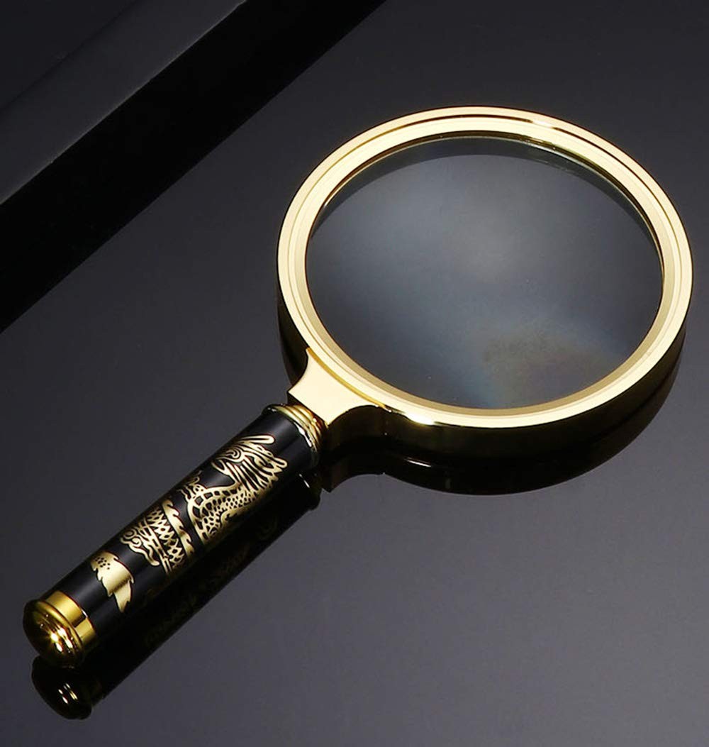 Magnifying Glass 6X + 8X Magnification Magnifier Handheld 6x Gold 