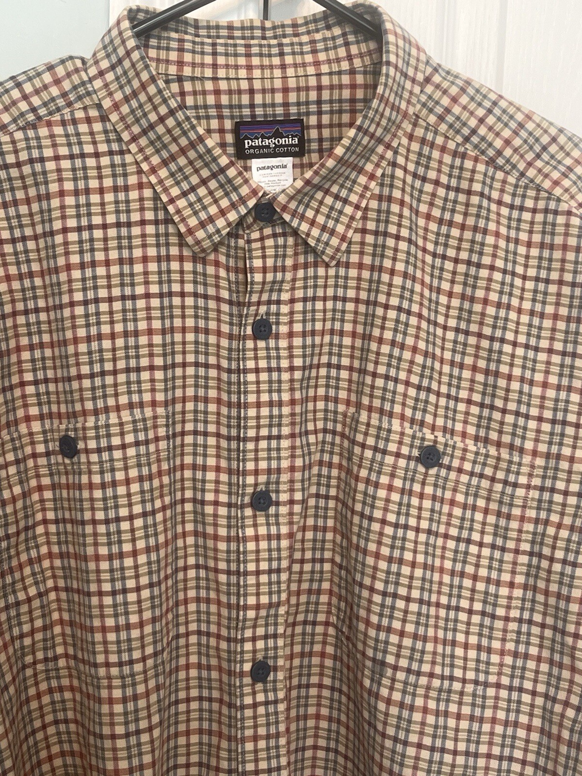Patagonia Organic Cotton Mens Button Down Long Sleeve Shirt XL Plaid Checked