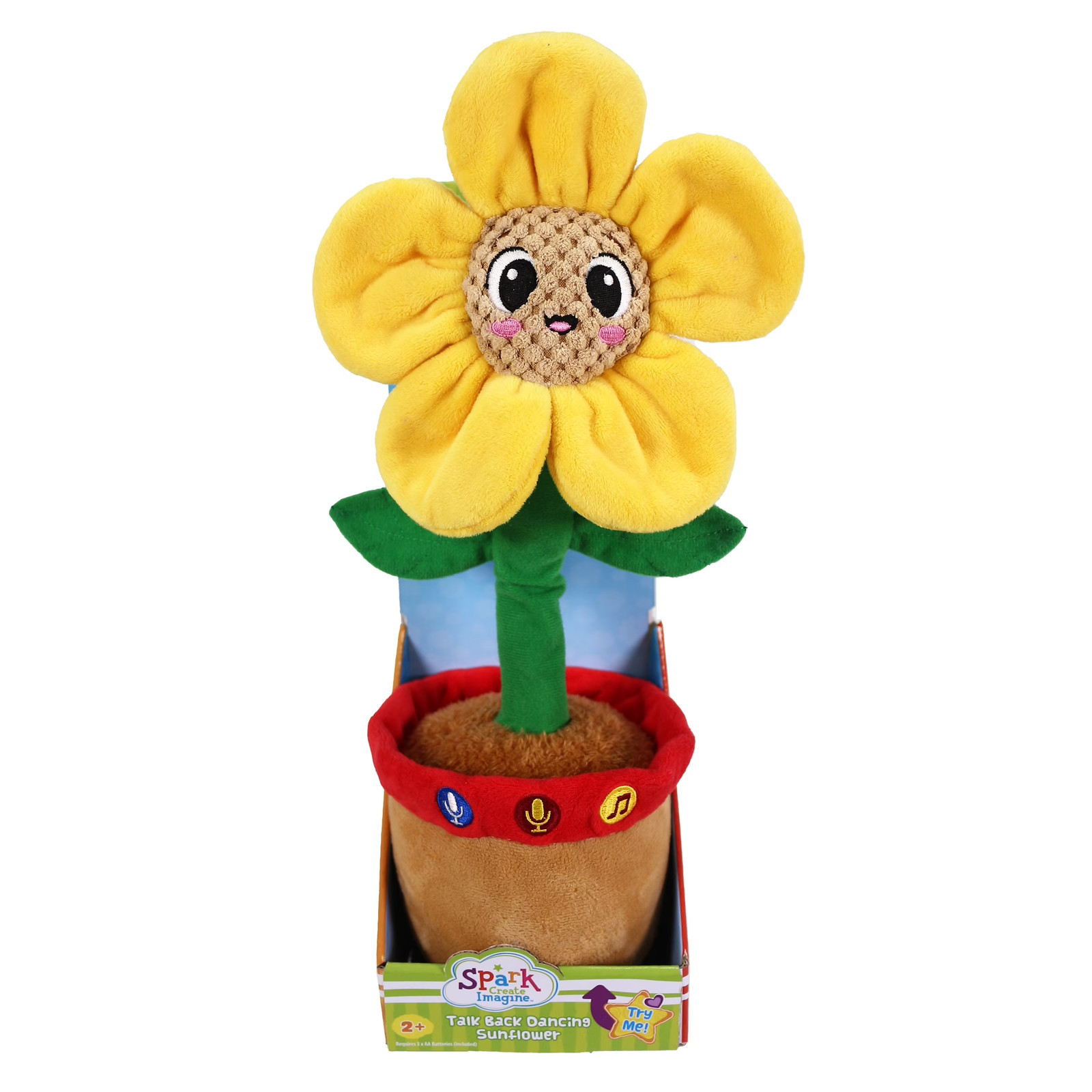 Talking and Dancing Plush Sunflower, 14 inch,Light Features,Repeats What You Say