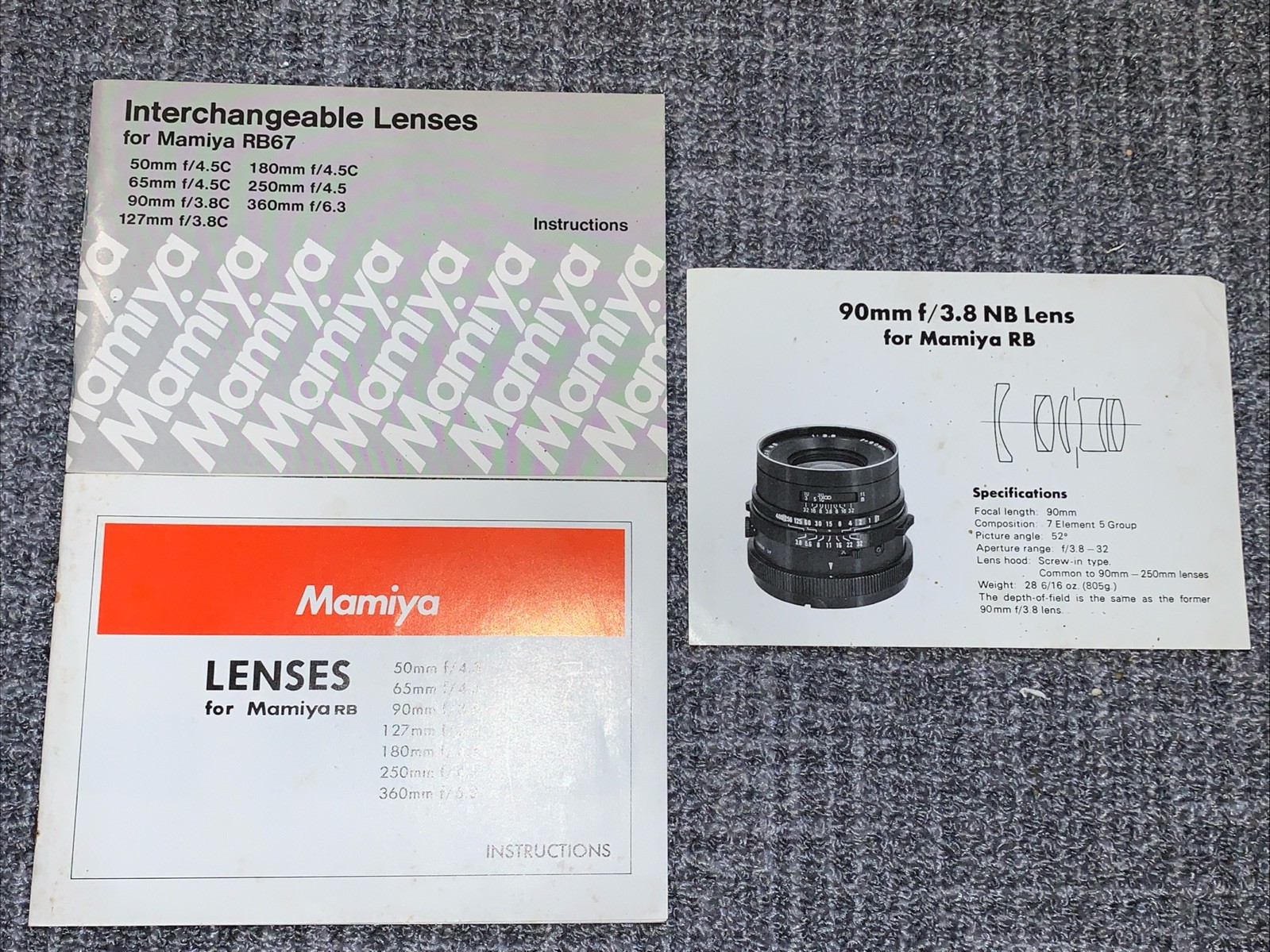 Mamiya Instructions - lenses R&B interchangeable lenses Brochures