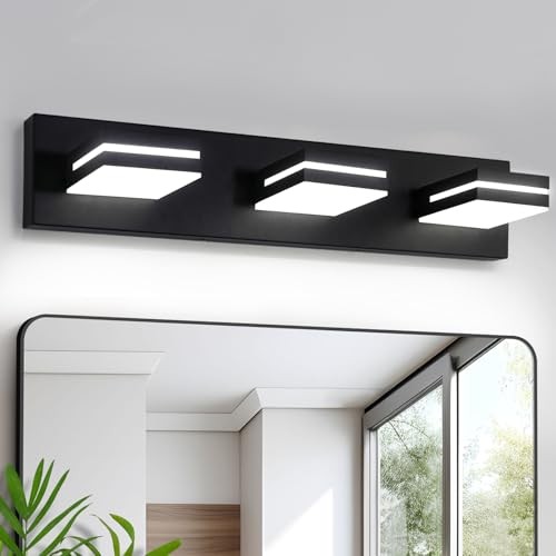  Bathroom Light Fixtures Black Modern 3 3-Light, 22 Inch Matte Black - Dimmable