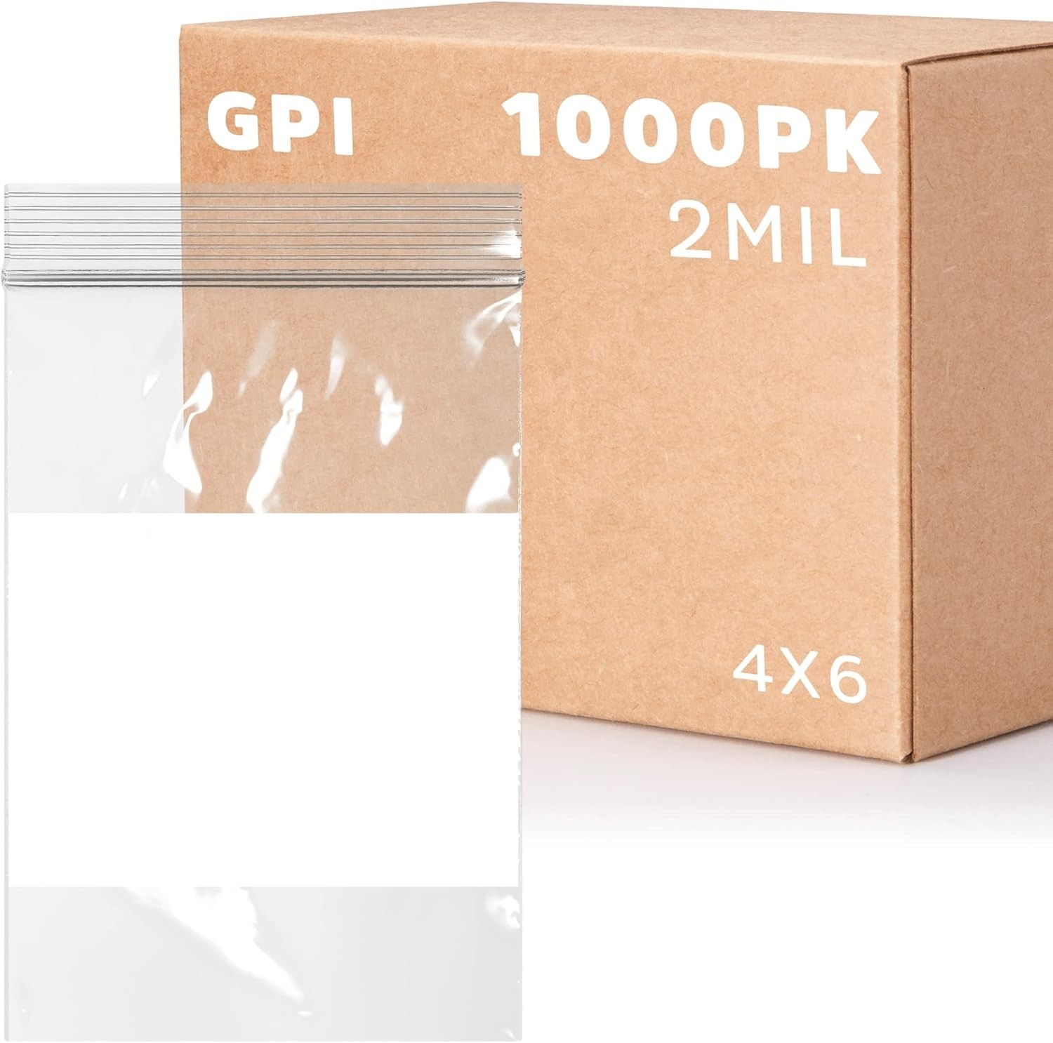 1000 clear zip bags 4 x 6 inch 2 mil with write on block