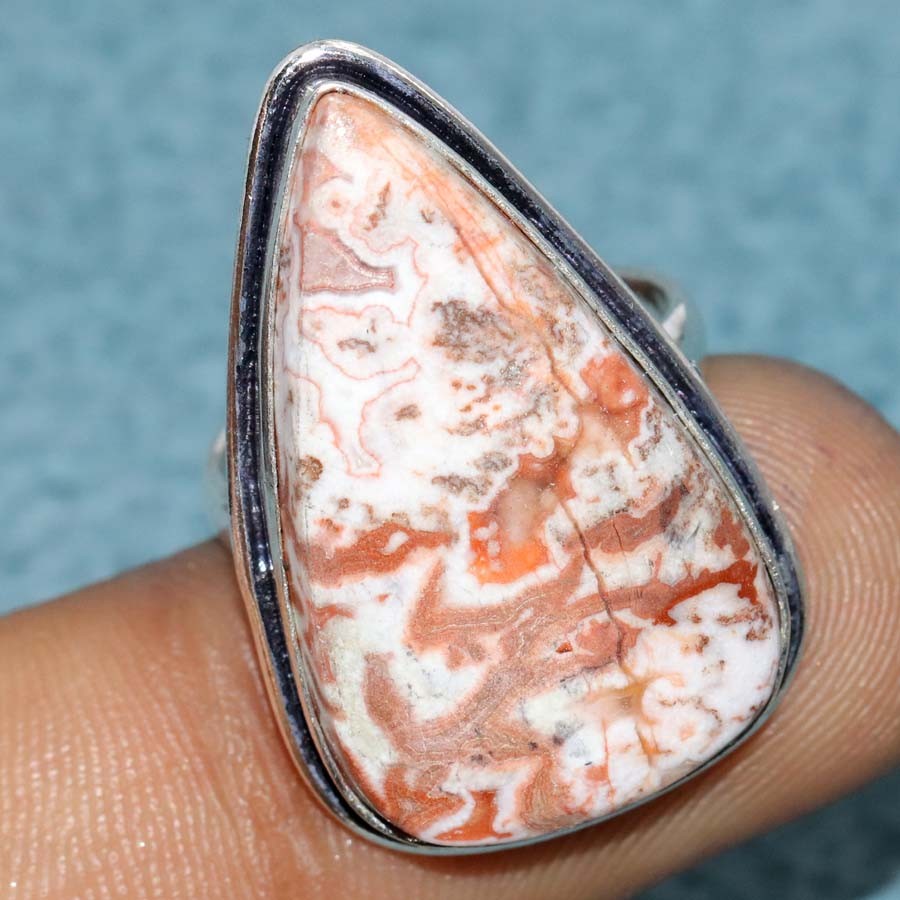 925 Silver Plated Mexican Laguna Lace Ring US 7 Gift For Bestie Trendy GW