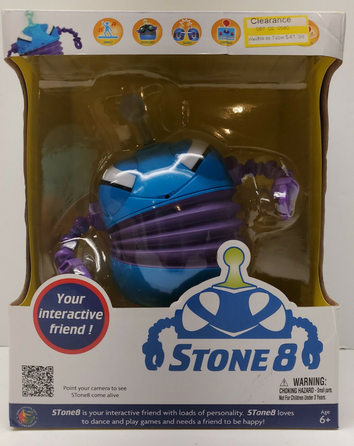 Stone 8 Robot blue/purple kids interactive toy play games works with app.