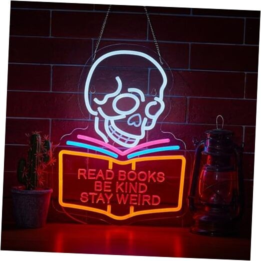 Read Books Be Kind Stay Weird Neon Sign for Wall Décor White+Pink+Blue+Orange