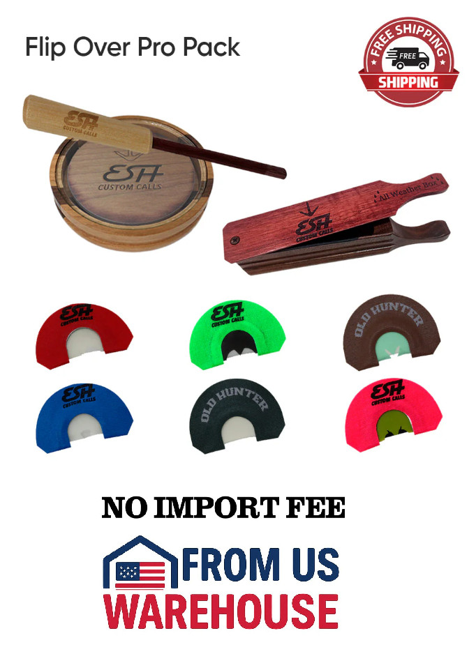 ESH Flip Over Pro Pack Turkey Pot Call Glass Slate w/ Striker Mouth Calls