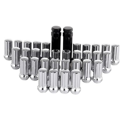  M14x1.5 Wheel Lug Nuts 32 Pieces+2 Keys Spline Lug Nuts 2 inch Tall Close End 