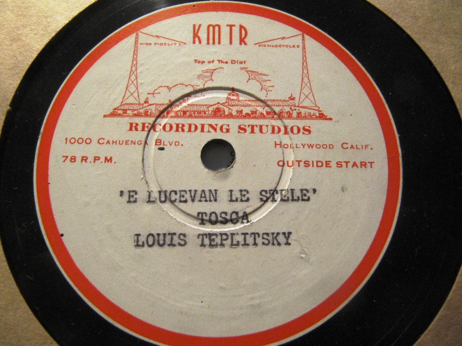 Louis Teplitsky Tenor KMTR HOLLYWOOD AUDITION DISC Cole Porter Begin the Beguine