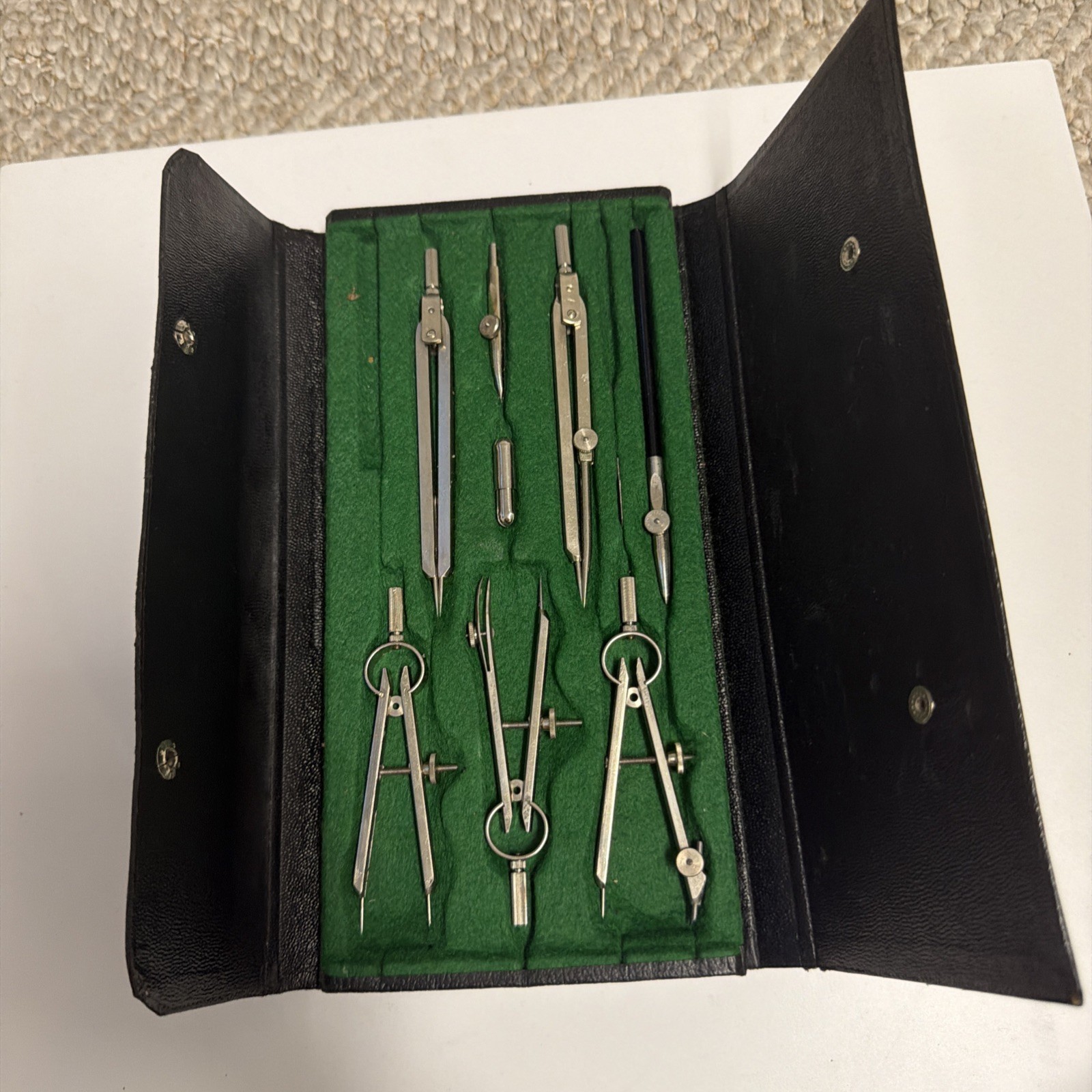 Vintage Tacro Germany 2125 Drafting Set Compass Engineer Architect Tools Case