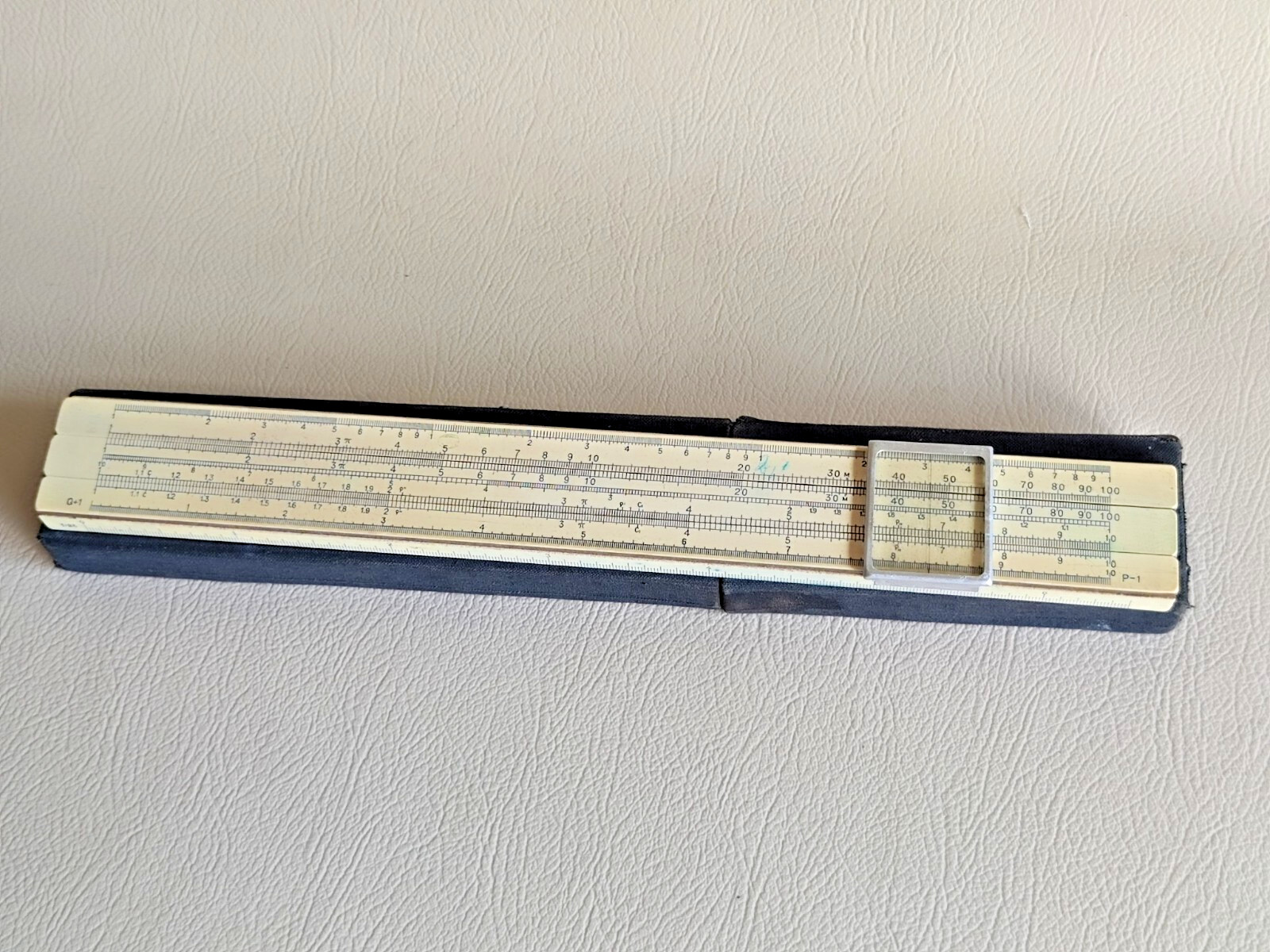 VINTAGE LOGARITHMIC RULER 1966. Soviet Slide Rule Calculator USSR with Case
