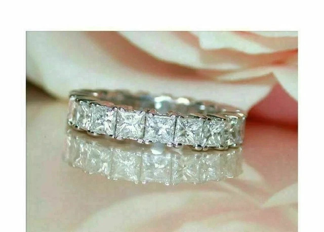 2.50Ct Lab-Created Diamond Full Eternity Wedding Band Ring 14k White Gold Plated