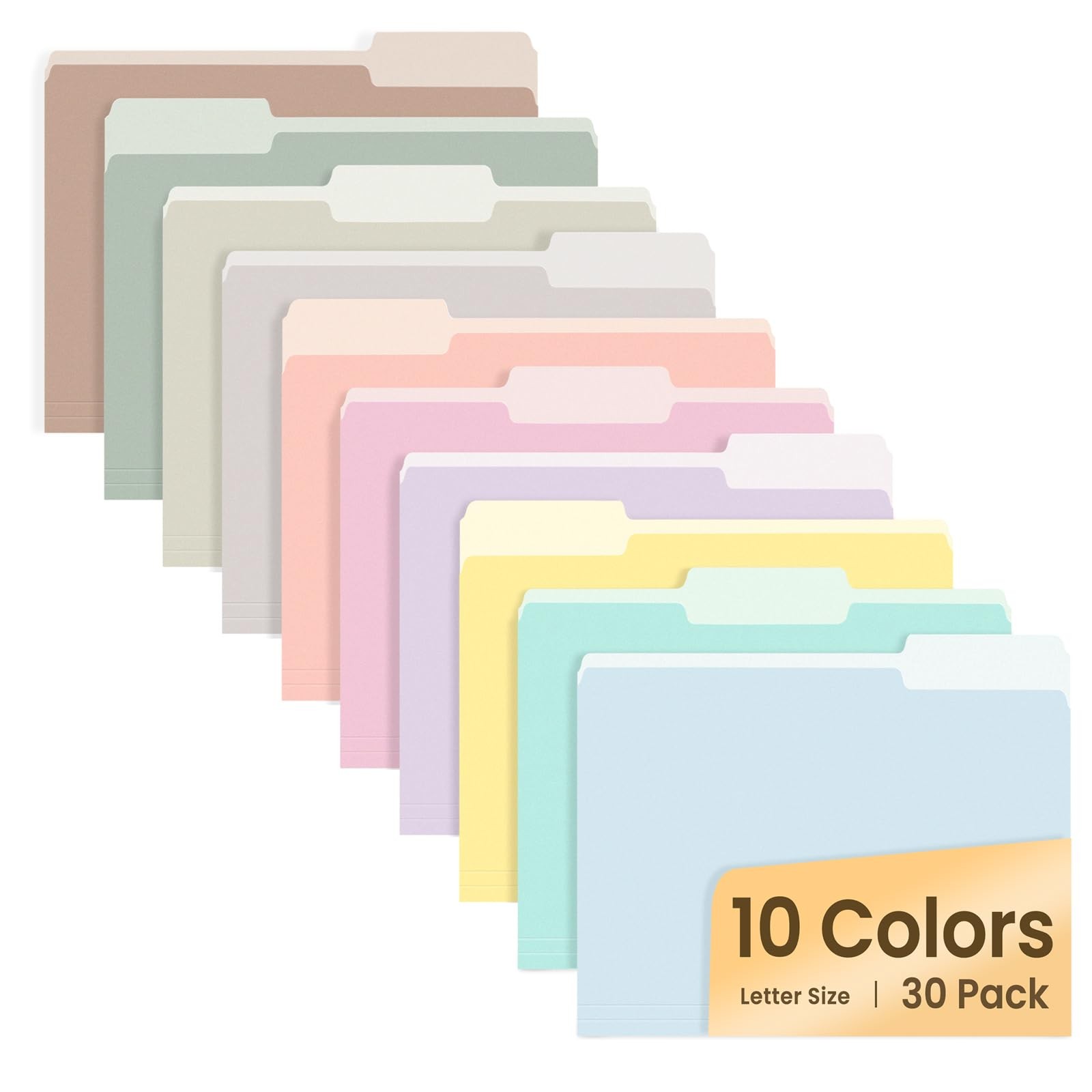 SUNEE File Folders, 30 Pack Manilla Folders 8.5 x 11, 10 10 Bright Colors 